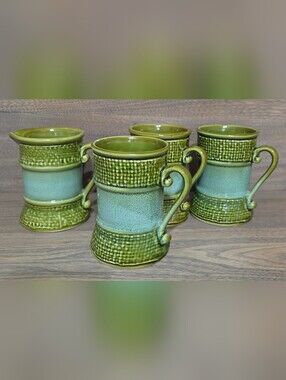 MCM Ardco Japan Green Set of 3 Mugs & Creamer